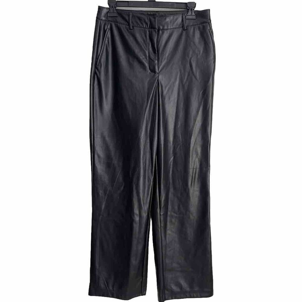 Rachel Zoe Black Faux Leather Straight Pants NEW Women's